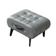 thumbnail image 2 of Reposapiés de cuero de PU para baño para niños, taburete portátil con asa, taburete de inodoro portátil multifuncional, reposapiés acolchado para dorm gris, 2 of 8