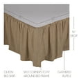 thumbnail image 2 of VHC Brands Farmhouse Star Ticking Striped Cotton Primitive Split Corners Gathered Queen Bed Skirt, Charcoal Black, 2 of 6