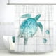 thumbnail image 2 of Cortina de Ducha Tortuga - Animales Marinos Azul Océano - Poliéster Envejecido - Resistente al Agua - Con 12 Anillas Blancas - 180 x 180 cm, 2 of 5