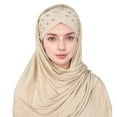 thumbnail image 3 of Riforla Women's Three Layer Tie Head Wrap Scarf Turban Cap Elegant and Stylish Head Covering Accessory Khaki, 3 of 3
