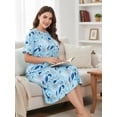 thumbnail image 6 of ValueVibe Nightgowns for Women Plus Size Short Sleeve Long Sleepshirt Crew Neck Casual Loungewear, Blue Floral Print 5XL, 6 of 7