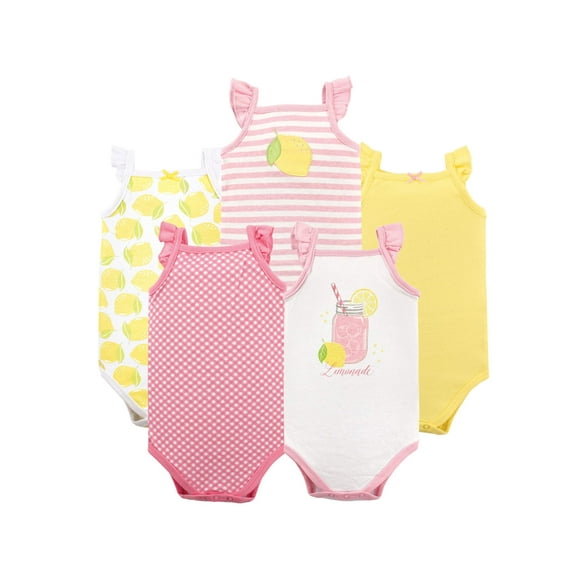 Hudson Baby Justaucorps Sans Manches en Coton Unisexes pour Bébé, Limonade, 9-12 Mois