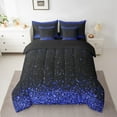 thumbnail image 2 of Erosebridal Blue Glitter Bedding Sets King Size,Sequin Print Bed in a Bag King size,Ultra Soft Reversible Bedding King Size,Sparkling Decoration,7 Pieces, 2 of 6