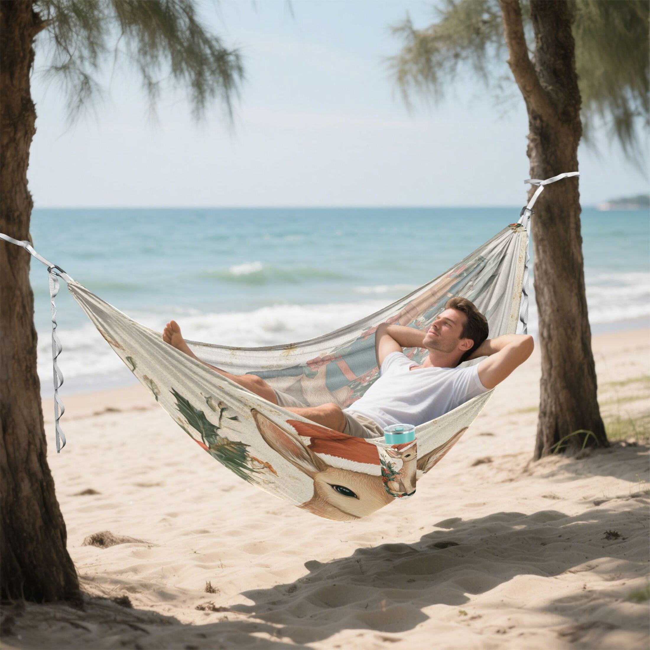 Hammock Camping Hammock Nylon Portable Hammock Travel Camping Hammock Warm Christmas Orange Deer