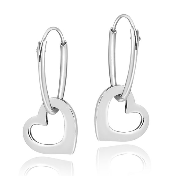 Aeravida Sweet Love Dangle Heart .925 Sterling Silver Hoop Earrings | Cute Sterling Silver Dangle Earrings | Earrings for Women | Heart Dangle Earrings | Love Symbo | Gift For Women, Mom