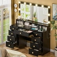 thumbnail image 4 of Large Vanity Desk with Mirror and Lights,43.3" Large Makeup Vanity with 9 Drawers,Power Outlet,Makeup Dressing Table with Crystal Handles,Christmas Vanity Table for Women Girls, 4 of 9