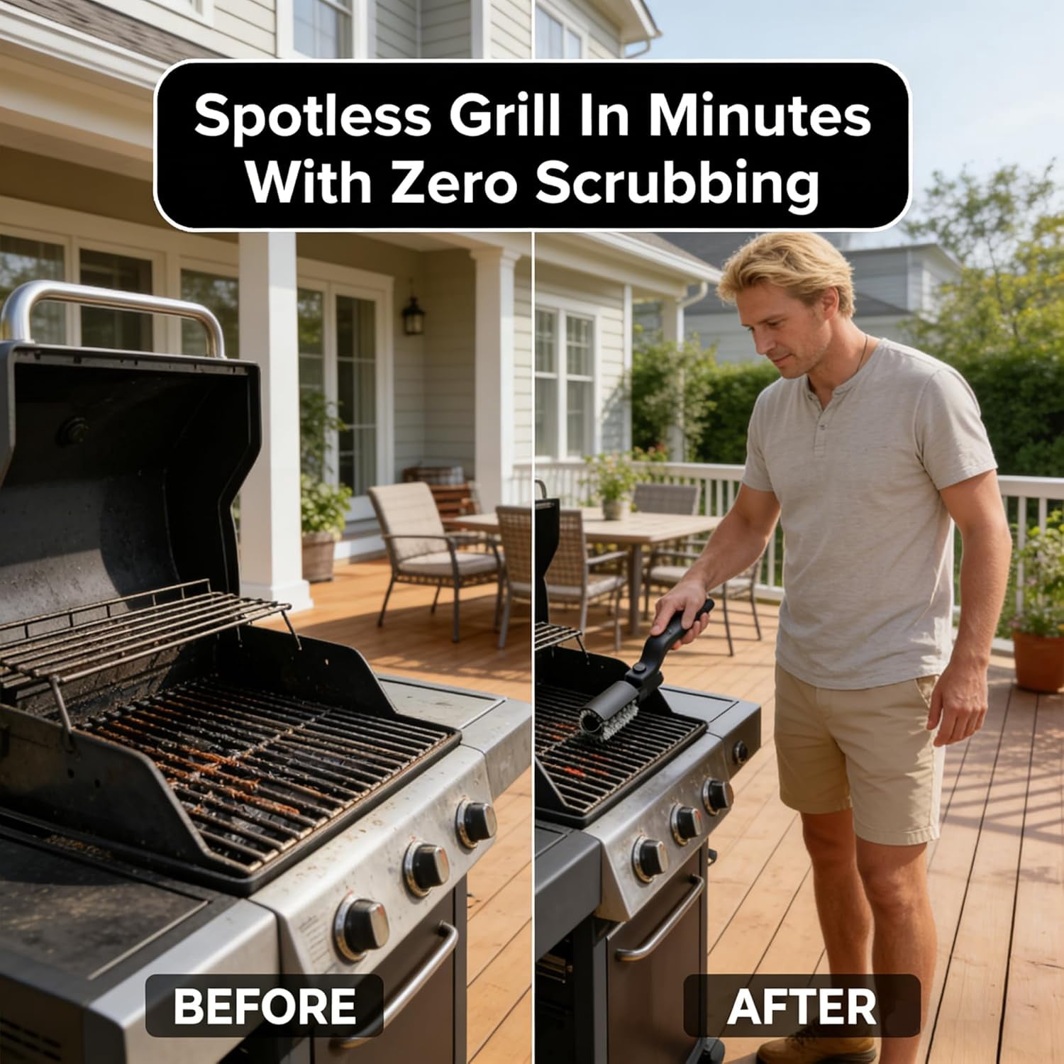 Electric Grill Brush, BBQ Cleaner with Powerful Motor, Rechargeable Cordless Grill Cleaning Brush for Burnt-On Grease & Grill Grates