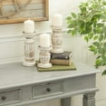 thumbnail image 3 of DecMode White Wash Wood Country Cottage Candle Holder Set of 3-Pieces, 6", 8",10"H, 3 of 12