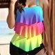 thumbnail image 3 of Trajes de baño de dos piezas para mujer, trajes de baño tankini, vestido de natación fluido con pantalones cortos, 3 of 4