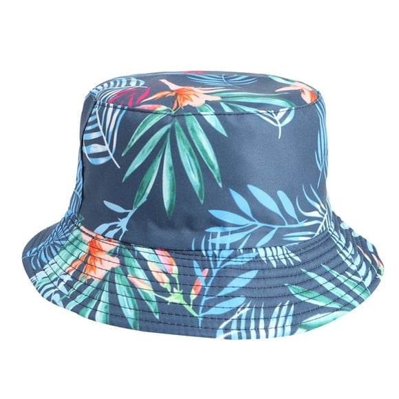 Penkiiy Adult Male And Female Fisherman Hats Leaves Printing Double Sided Fisherman Hats Wear Outdoor Sunscreen Sun Hats On Bucket Sun Hat Packable Summer Travel Cap Navy
