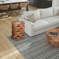 thumbnail image 2 of 23 Inch Handcrafted Drum Side Accent Table with a Multifaceted Diamond Cut Design Natural Brown Acacia Wood, 2 of 12