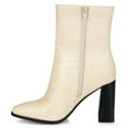 thumbnail image 2 of Journee Womens January Inside Zip Stacked Heel Booties, 2 of 8