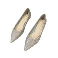 thumbnail image 1 of 2 Pcs Chaussures en Cuir pour Femmes Résistantes à l'Usure Femmes Mariage Largeur Plate Robe Chaussures en Fibre à Paillettes Femmes Confortables Entretien Cour Femmes Argent 39, 1 of 9