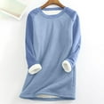 thumbnail image 2 of IYYVV Women's Winter Warm Sherpa Lined Sweatshirt Pullover Crewneck Long Sleeve Fleece Lined Thermal Shirts Loungewear Tops Blue S, 2 of 4