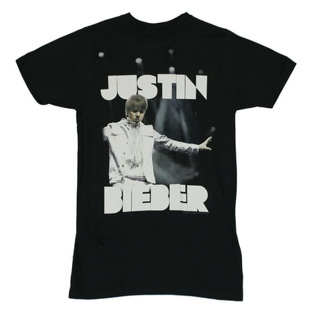 Justin Bieber Mens T-Shirt  - Shinning White Singing Image on