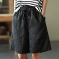 thumbnail image 2 of Maean Women's Wide Leg Shorts Cotton Linen Elastic High Waist Drawstring Baggy Short Pants with Pockets, 2 of 4