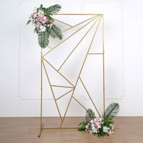 Efavormart 6ft Tall Gold Metal Geometric Wedding Backdrop Rectangle Floor Stand, Flower Stand Doorway Wall Prop With Cloudy Film Insert for Weddings, Showers, Party, Centerpiece Decorations