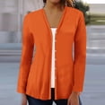 thumbnail image 2 of Tuphregyow Women's Button Down Long Sleeve Cardigans Autumn New Style Trendy Solid Baggy Open Front Fashion Outerwear Casual Soft Loose Sun Shirts Orange M, 2 of 5