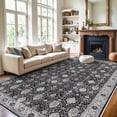thumbnail image 4 of Vintage 10x14 Washable Area Rug: Large Living Room Rugs Indoor Soft Stain Resistant Carpet With Non-slip Backing For Bedroom Dining Farmhouse Low Pile Floor Mat King Size Bed (10x14 Black), 4 of 7