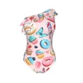 thumbnail image 4 of Yiaed Cupcakes and Donuts Print Women One Piece Swimsuits Tummy Control One Shoulder Bathing Suits Pattern Ruffle Swimwear-Small, 4 of 8