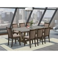 thumbnail image 2 of East West Furniture 9 Piece Contemporary Dinette Set - A Cement Top Dinner Table with Trestle Base and 8 Coffee Linen Fabric Mid Century Dining Chairs - Distressed Jacobean Finish, 2 of 2