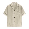 thumbnail image 4 of eczipvz Girls Boys Pajamas Satin Pajama Set Silk Pjs Short Sleeve Sleepwear Kids Button-Down Nightwear Beige XL, 4 of 5