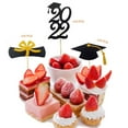 thumbnail image 4 of 48 adornos para cupcakes de graduación de 2022 con purpurina para aperitivos, palillos de comida para fiestas universitarias y decoraciones. oro negro, 4 of 8