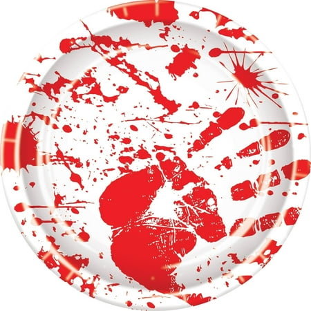 Halloween Decorations Print - Bloody Handprints Paper Plates Halloween Decoration