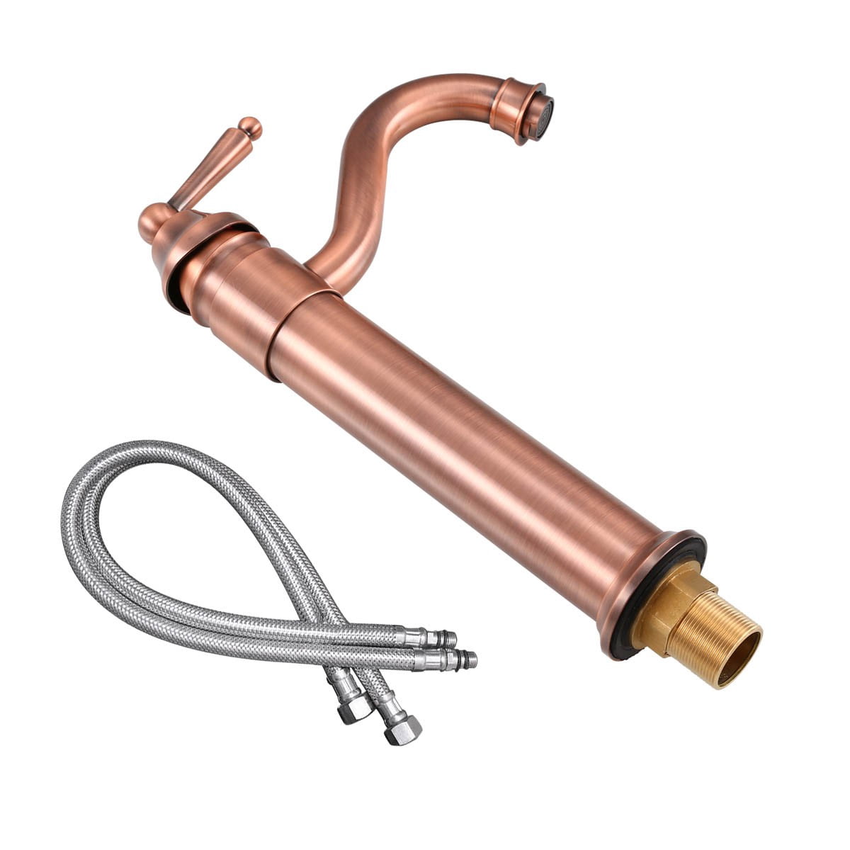 Antique Copper Bathroom Faucets 11.75" H Solid Brass Bathroom Sink Tap w/Supply Lines| Renovators Supply