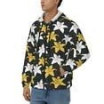 thumbnail image 3 of Wukai Lilies Flowers Print Men's Zip-Up Hoodie,Fleece Full-Zip Hoodie for Men, Hooded Sweatshirt-Medium, 3 of 5