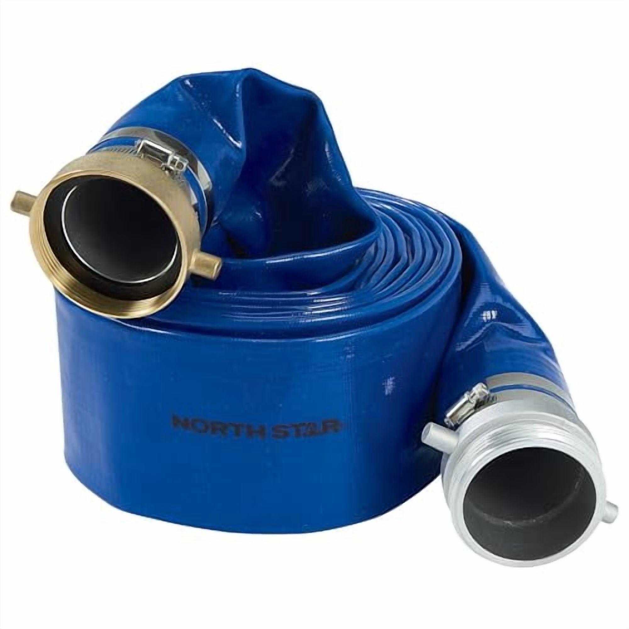 NorthStar Water Pump Discharge Hose, 3in. x 25ft. Max. PSI 70, PVC, Lays Flat, Industrial-Grade Aluminum Couplings
