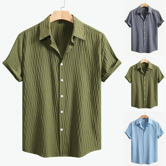 POTETI Mens Shirts Hawaiian Beach Short Sleeve Casual Tropical Button Down Shirt Tops