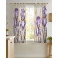 thumbnail image 4 of Purple Iris Sheer Curtains 39 Inch Length 2 Panels Set for Living Room/Bedroom, Spring Vintage Flowers Butterfly Leaves Khaki Kitchen Curtains Grommet Curtains Window Treatments 27.5"x39"x2, 4 of 7