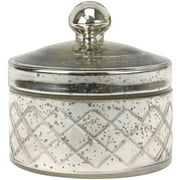 Antique Mercury Round Textured Glass Trinket Box