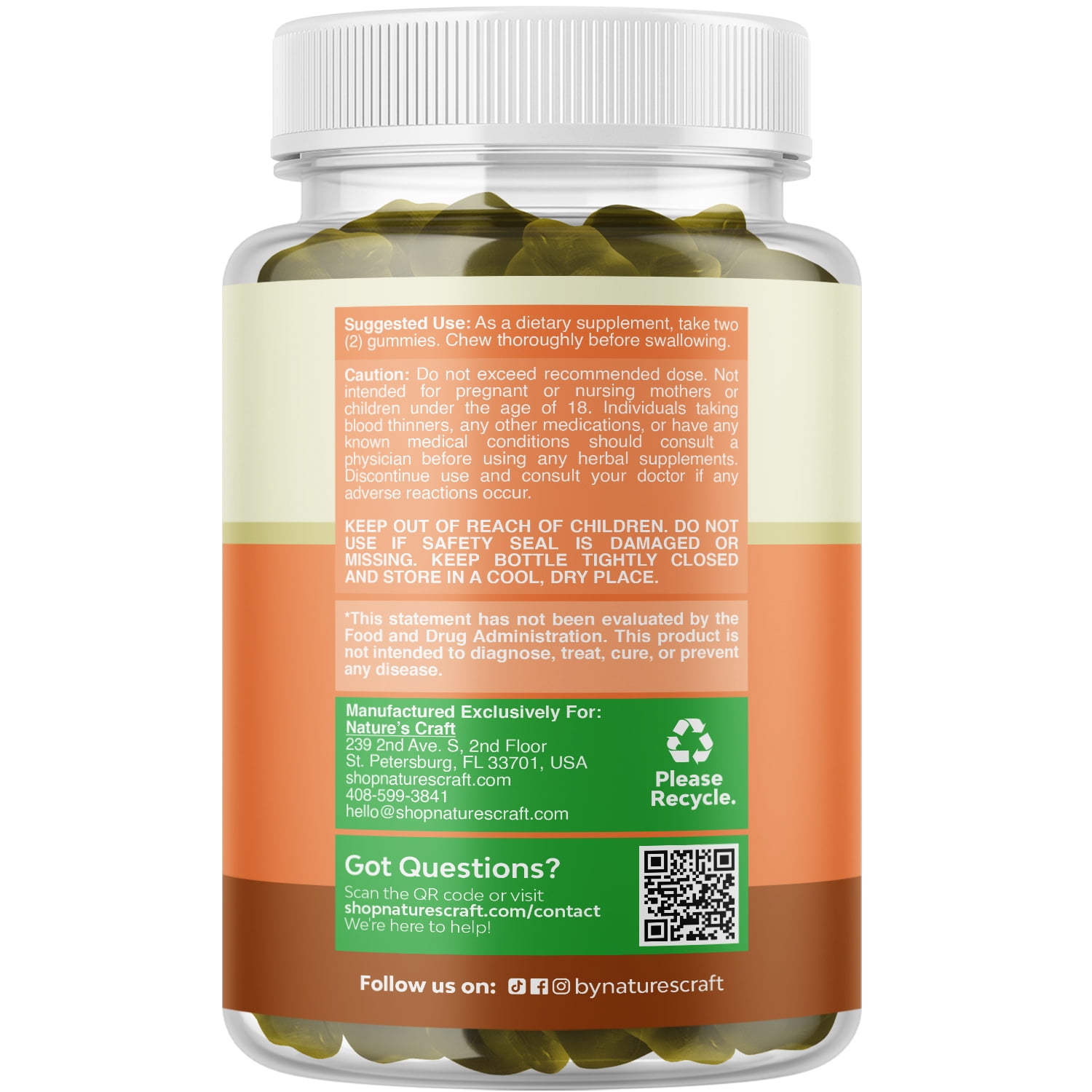 Natures Craft Vegan Thyroid Support Gummies w/ Zinc & Selenium for Healthy Thyroid Function, 120 Ct