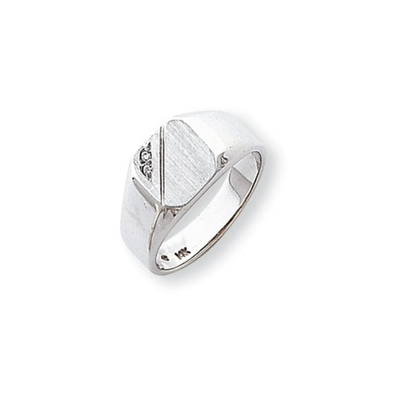 14k White Gold Solid Engravable Signet Ring (9.1mm) - Size 9.5