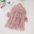 thumbnail image 2 of ZHOUCHANKIDS Girl Long Sleeve Tulle Dress Toddler Girls Long Sleeve Ruffles Dress for Dance Party and Casual Occasions Pink 12-18 Months, 2 of 4