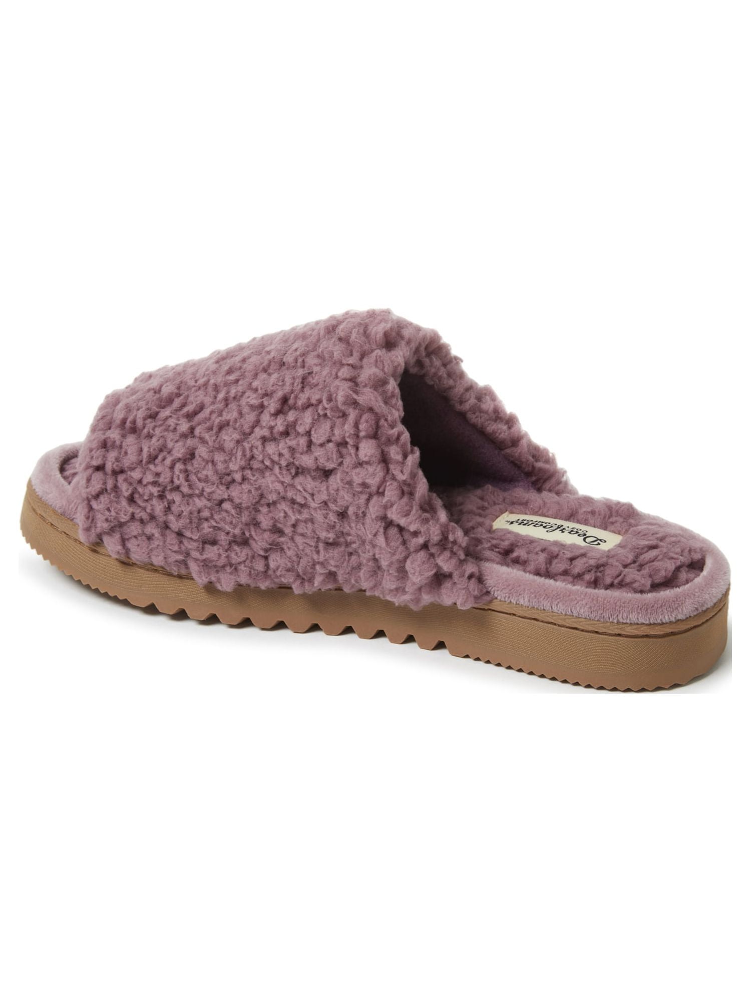 Dearfoams Cozy Comfort Women's Teddy Pile Open Toe Scuff Slippers