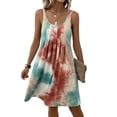 thumbnail image 2 of Hilenly Womens Plus Size Tank Dress Sleeveless Square Neck Pleated Flowy Mini Dress Summer Beach Tie Dye Sundress, 2 of 9