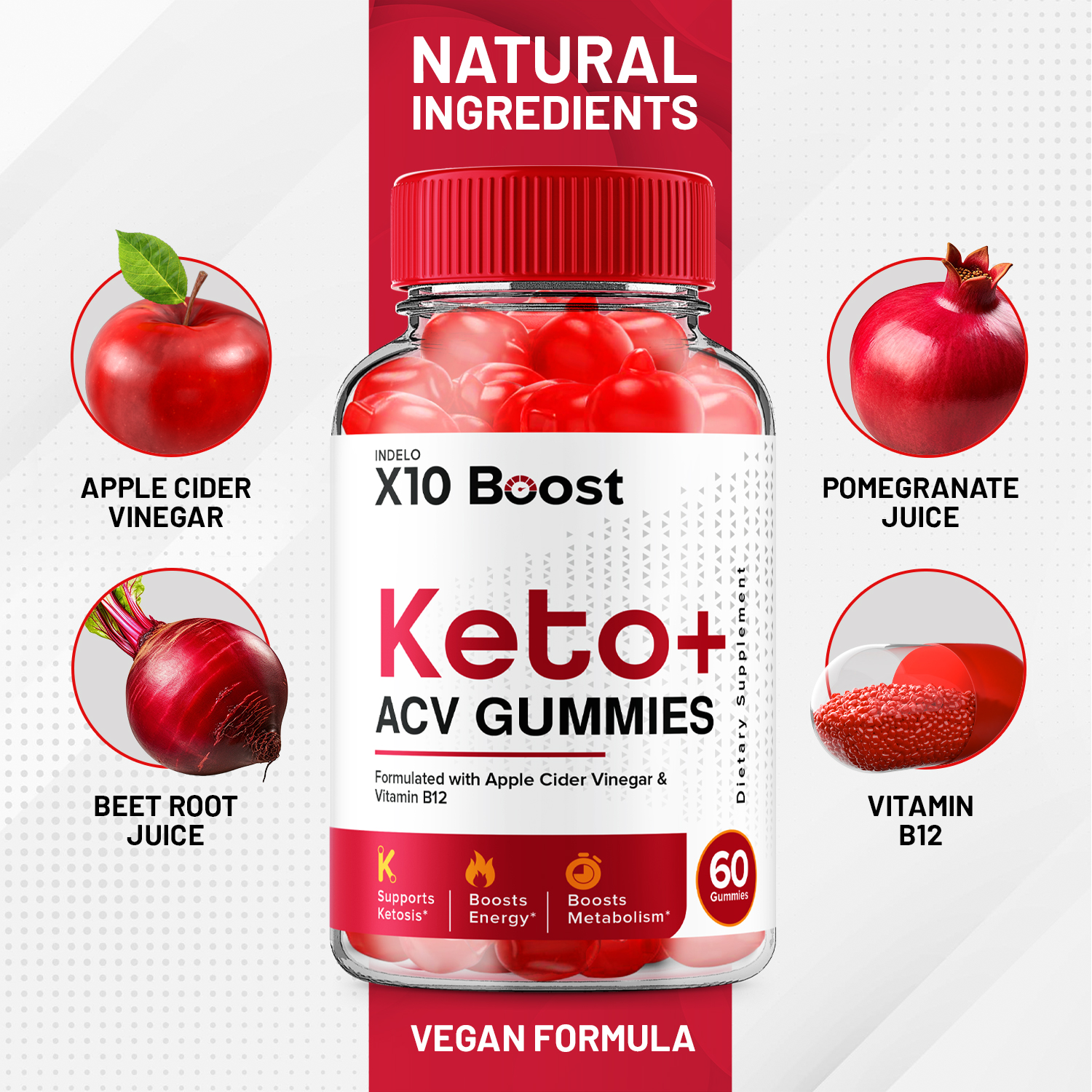 (3 Pack) X10 Boost Keto ACV Gummies, X10 Boost Keto Gummies Advanced Weight Loss, X 10 Keto + ACV Apple Cider Vinegar Supplement, X10Boost, X10Keto Folate Beet Root (180 Gummies)