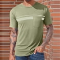 thumbnail image 2 of Kojanyu Men's Short Sleeve Crew Neck T-Shirt Casual Color Block Stripe Pocket Tee Stretch Moisture Wicking Everyday Top Plus Size M-4XL, 2 of 6