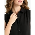 thumbnail image 3 of Time and Tru Women's Tiered Mini Shirtdress, Sizes XS-XXXL, 3 of 3
