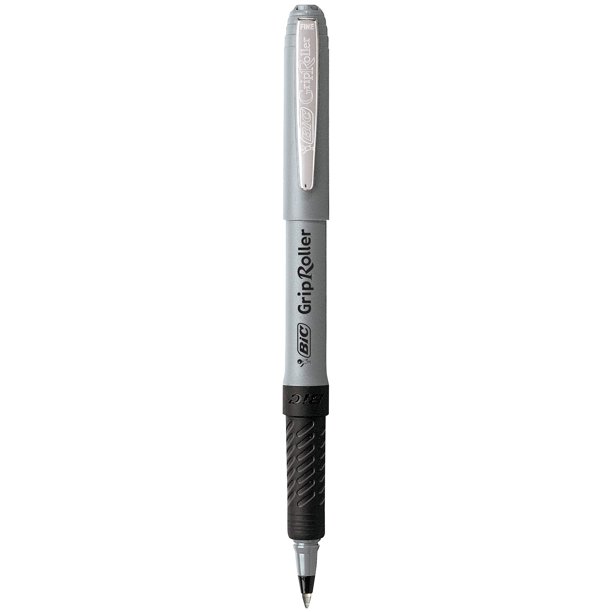 BIC Roller Glide Grip Pen, Fine Point (0.7mm), Black, 12Count NEW