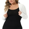 thumbnail image 2 of DARING DIVA Plus Size Long Sleeve Open Front Cropped Cardigans Shrugs 1X White, 2 of 6
