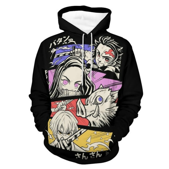 Demon Slayer Unisex Adult Hoodie Casual Hooded Sweatshirt Pullover Novelty 3D Printed Sweater Jacket S