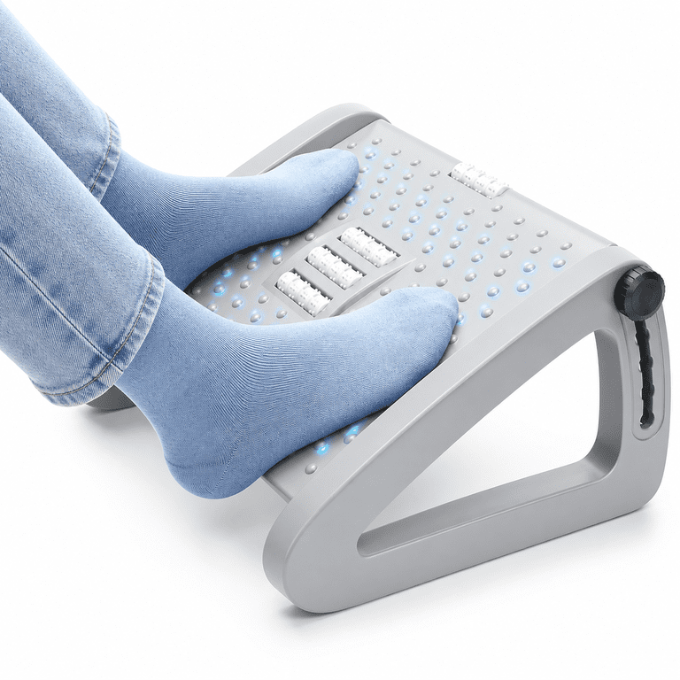 YUWENUS Adjustable Foot Rest with Massage Rollers photo 1