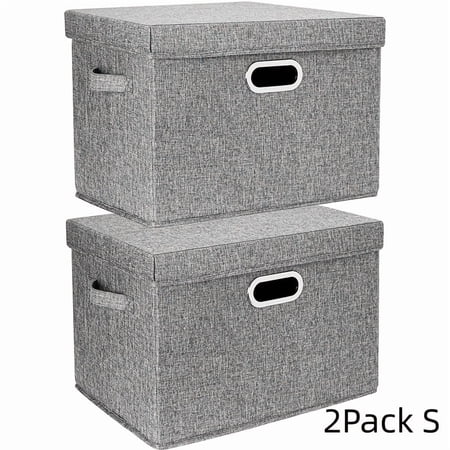 2 Packs Large Collapsible Storage Bins with Removable Lids And Handles Foldable Storage Box Containers Baskets Cube with Cover for Bedroom Closet Office Living Room