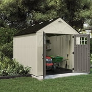 Suncast Metal and Resin Storage Shed, Vanilla, 8ft x 10ft, 547 Cu. ft. coverage area