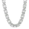 thumbnail image 4 of Men's 8mm Large Solid .925 Sterling Silver Flat Byzantine Chain Necklace, 30 inches, 4 of 7