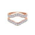 thumbnail image 1 of Round White Cubic Zirconia Solitaire Enhancer Guard Ring 10k Rose Gold Ring Size - 7.5, 1 of 3